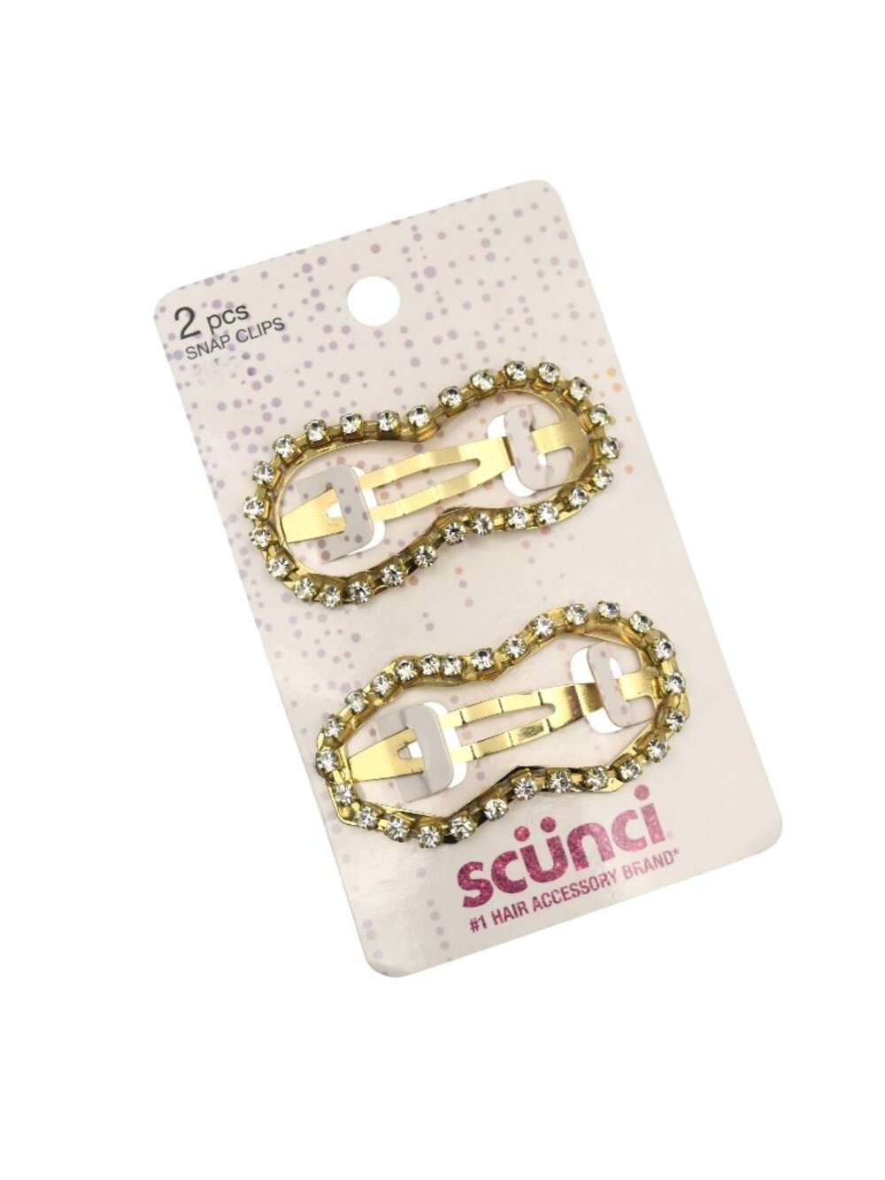 Scunci Gold Rhinestone Snap Hair Clips Barrettet 2 Pcs Stylish Durable